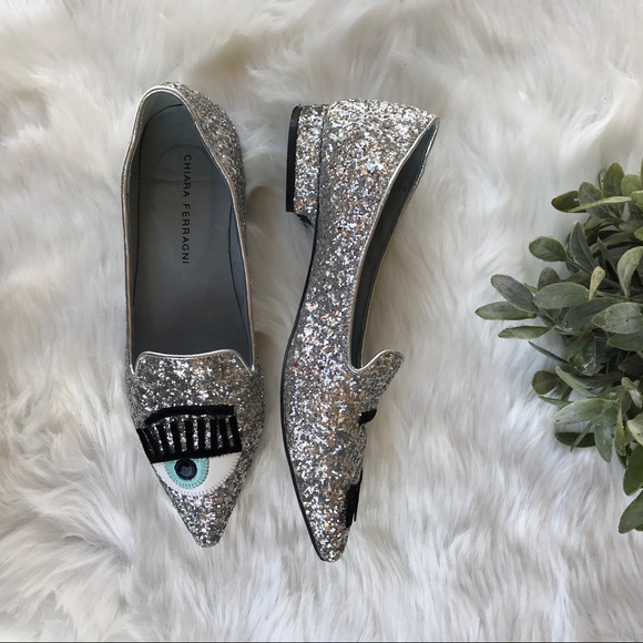 Metallic glittery pointy loafers - Picture 5 of 8